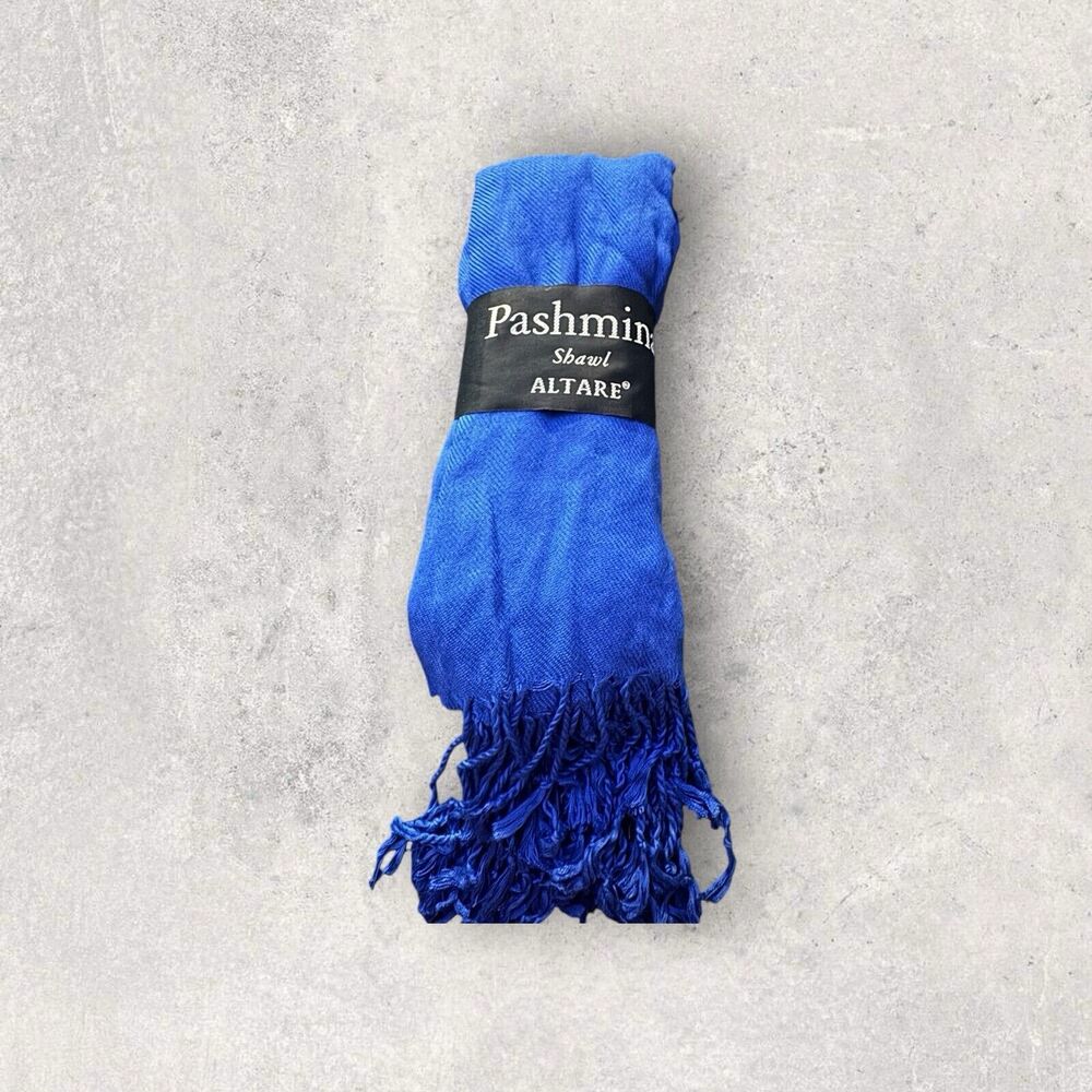 Altare Pashmina Shawl light blue 60 x 180cm  viscose fringe